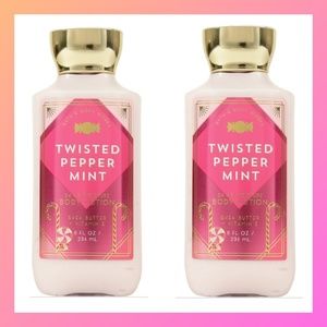 2 BATH BODY WORKS TWISTED PEPPERMINT BODY LOTIONS